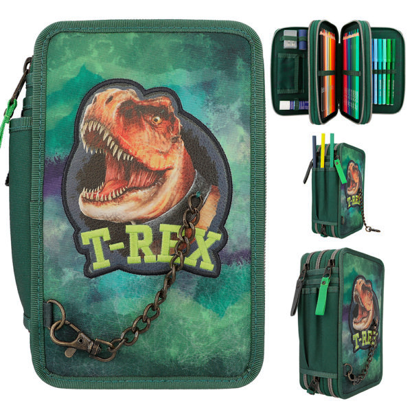 Dino World Triple Pencil Case T-Rex Green By Depesche