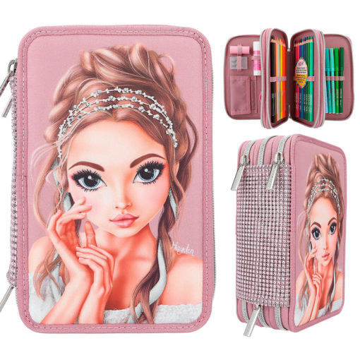 Κασετινα Γεματη Top Model Triple Pencil Case Glitter Queen By Depesche