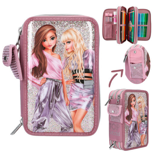 Κασετινα Γεματη Top Model Triple Pencil Case With Glitter Glitter By Depesche