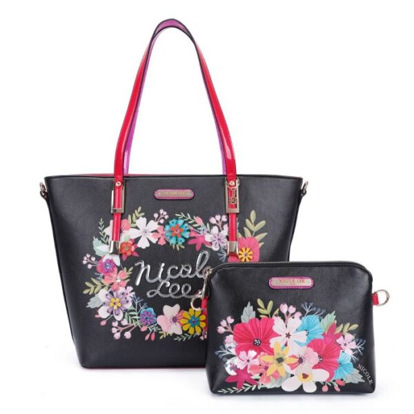 Γυναικεία Τσάντα Σετ 2 τεμ. Nicole Lee FLO15260 Flower Blossom Print Handbag And Crossbody 