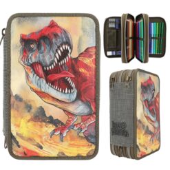 Κασετινα Γεματη Dino World Triple Pencil Case Green With 3D Effect Green By Depesche